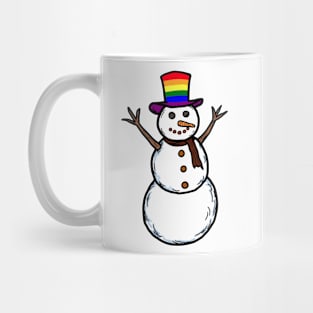 A hand drawn of gay lgbtq snowman in Christmas holiday celebrati Mug